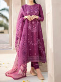 SMT W435- Embroidered 3pc linen dress with Embroidered chiffon dupatta.