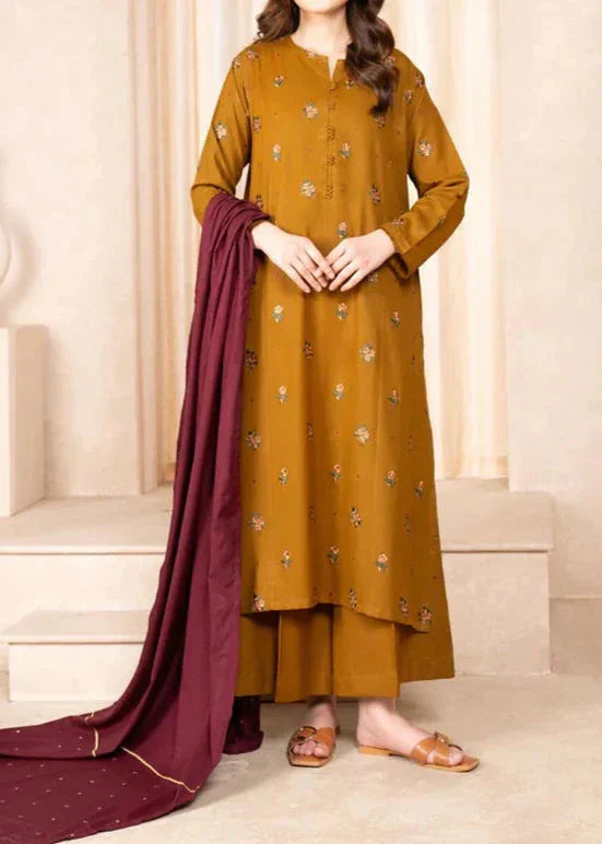 SMT Z-(W553)- Stitched Embroidered 3PC Marina Dress With Embroidered Marina Shawl.