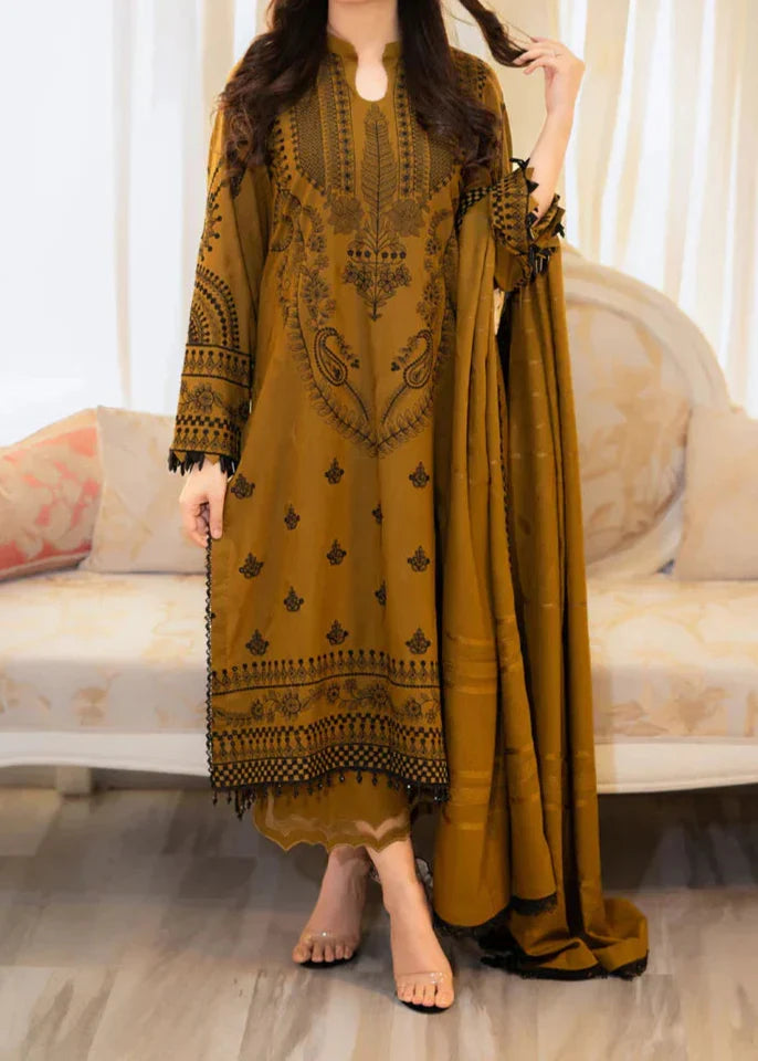 SMT Z-(W757 ) - Stitched Embroidered 3pc Marina Dress With Embroidered Marina Shawl.
