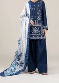 SMT W718-Embroidered 3pc Marina Dress With Printed Shawl