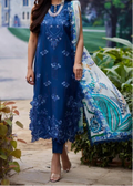 SMT S1209-Embroidered 3pc CHICKANKARI Lawn Dress With Printed Munar Dupatta.