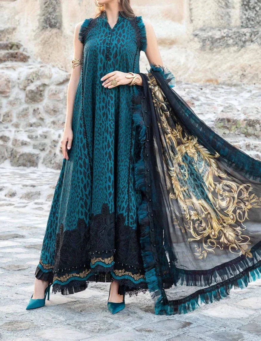 SMT S630-Printed 3pc Lawn dress with Printed silk dupatta.