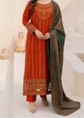 SMT W788-Embroidered 3pc Marina Dress With Printed Shawl.