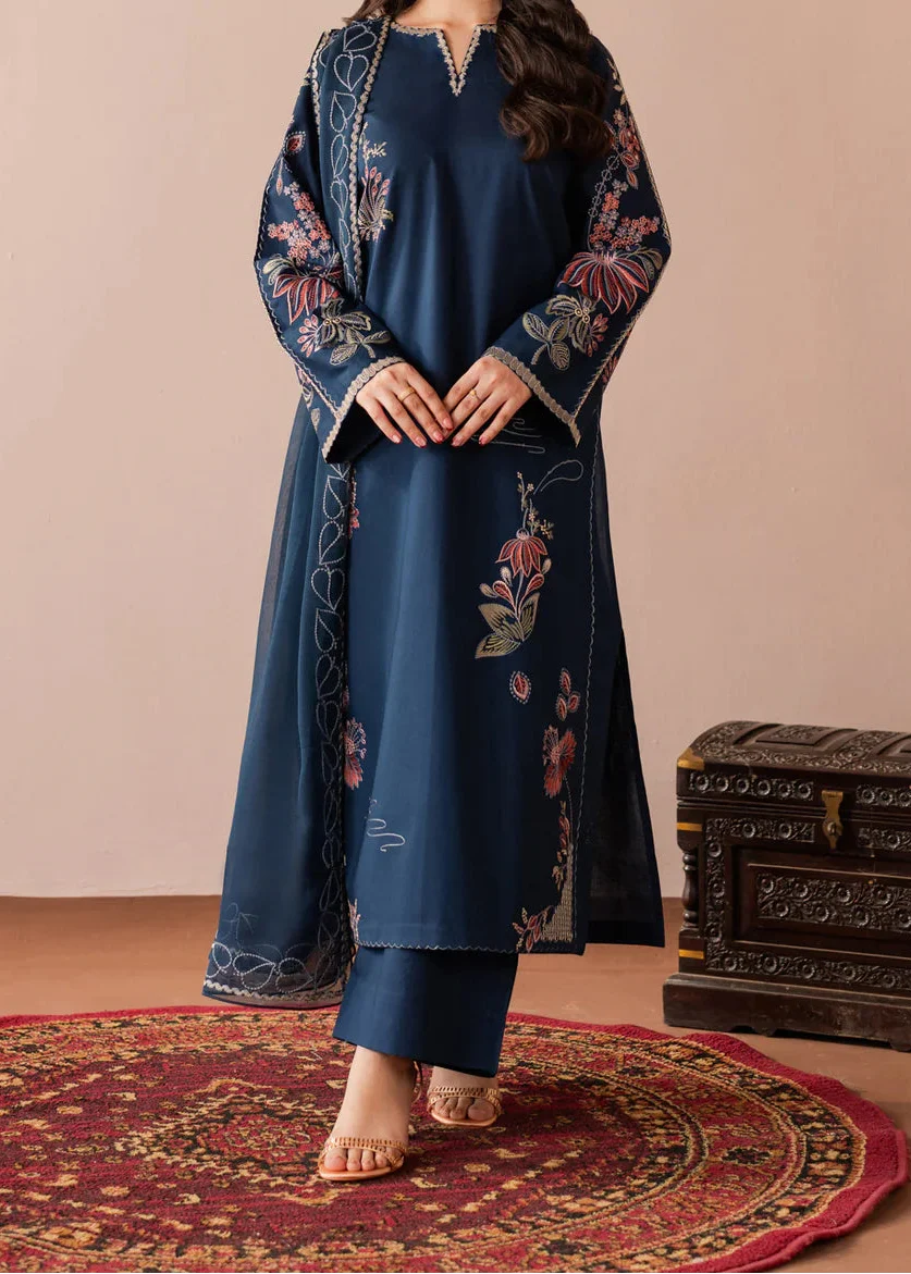 SMT S1531 - Embroidered 3pc Lawn Dress With Embroidered Chiffon Dupatta.