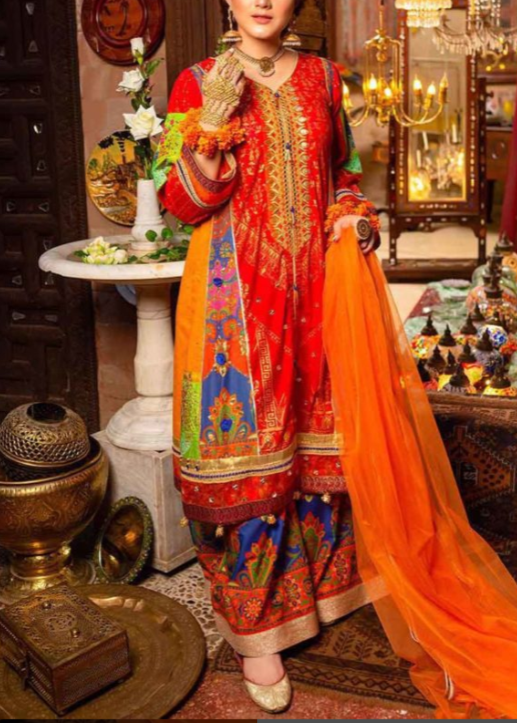 SMT W670- Embroidered 2pc linen dress