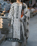 SMT S693-Embroidered 3pc lawn dress with Embroidered Organza dupatta.