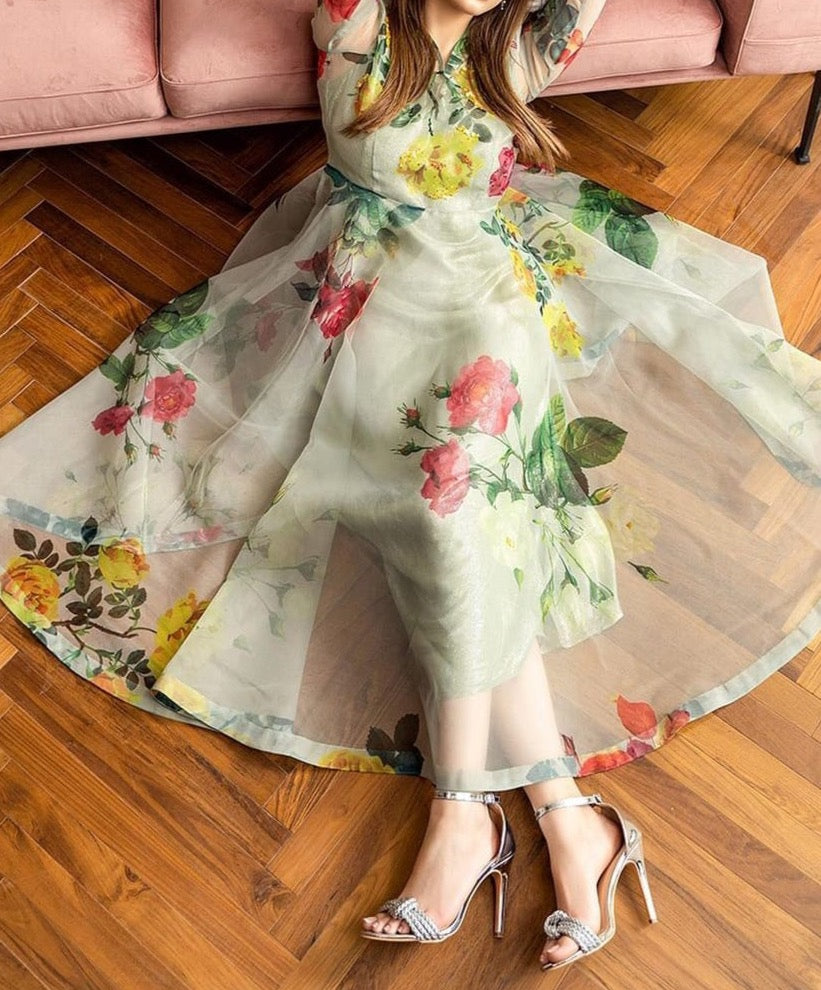 SMT S344- Digital Printed Organza 2pc dress.
