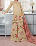 SMT S543-Printed 3pc lawn dress with printed organza dupatta