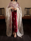 SMT S550-Embroidered 3pc Lawn dress with Embroidered organza dupatta.