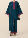 SMT S574-Embroidered 3pc Lawn dress with Embroidered Organza dupatta.