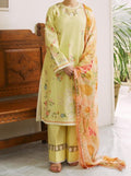 SMT S609-Embroidered 3PC Chickan Lawn with Printed Munar dupatta.