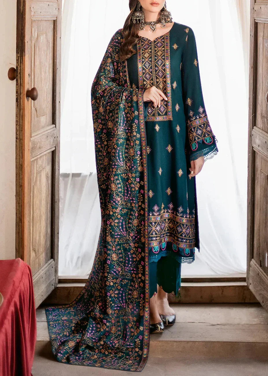 SMT Z-(W531)- Stitched Embroidered 3pc marina dress with Embroidered Marina shawl.