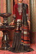 SMT S991- Embroidered 3pc lawn dress with Printed chiffon dupatta.