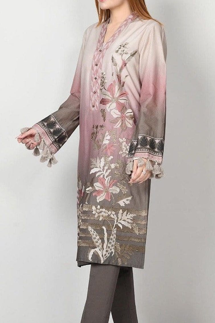 SMT S11- Embroidered 3pc lawn dress with printed chiffon dupatta.