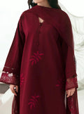 SMT S515-Embroidered 3pc lawn dress with dyed organza dupatta
