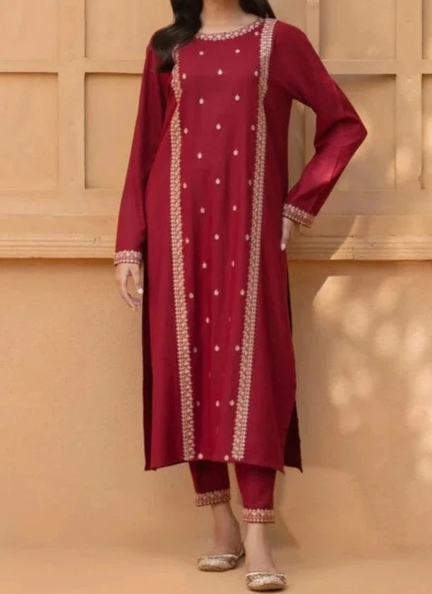 SMT W310- Embroidered 2pc Linen dress