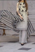 SMT S282-Embroidered 3pc organza dress with printed organza dupatta.