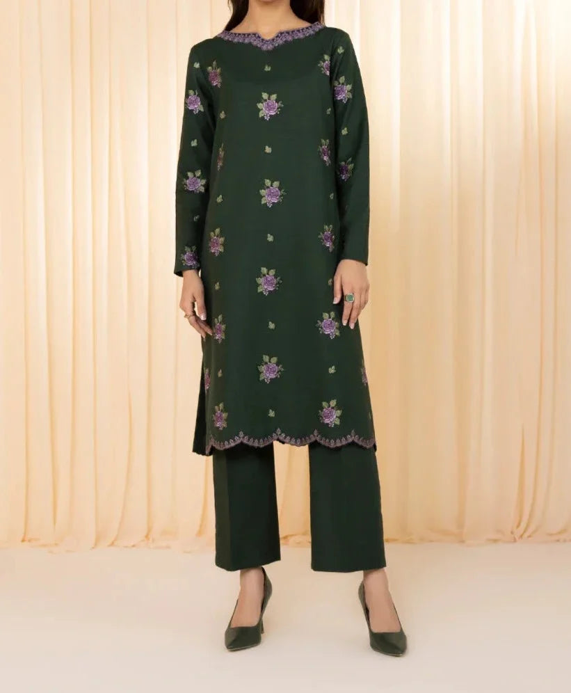 SMT W424-Embroidered 2pc khaddar dress