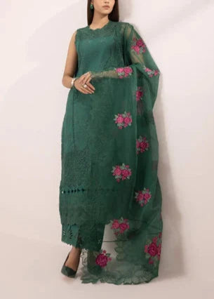 SMT S889-Embroidered 3pc Lawn Dress with Embroidered Munar Dupatta.