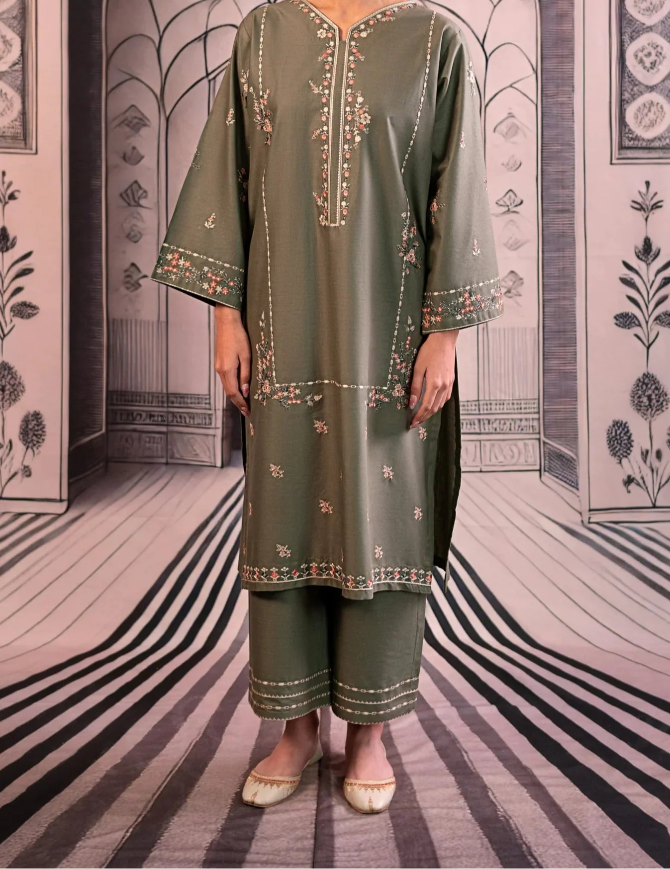 SMT S1207-Embroidered 2pc Lawn Dress