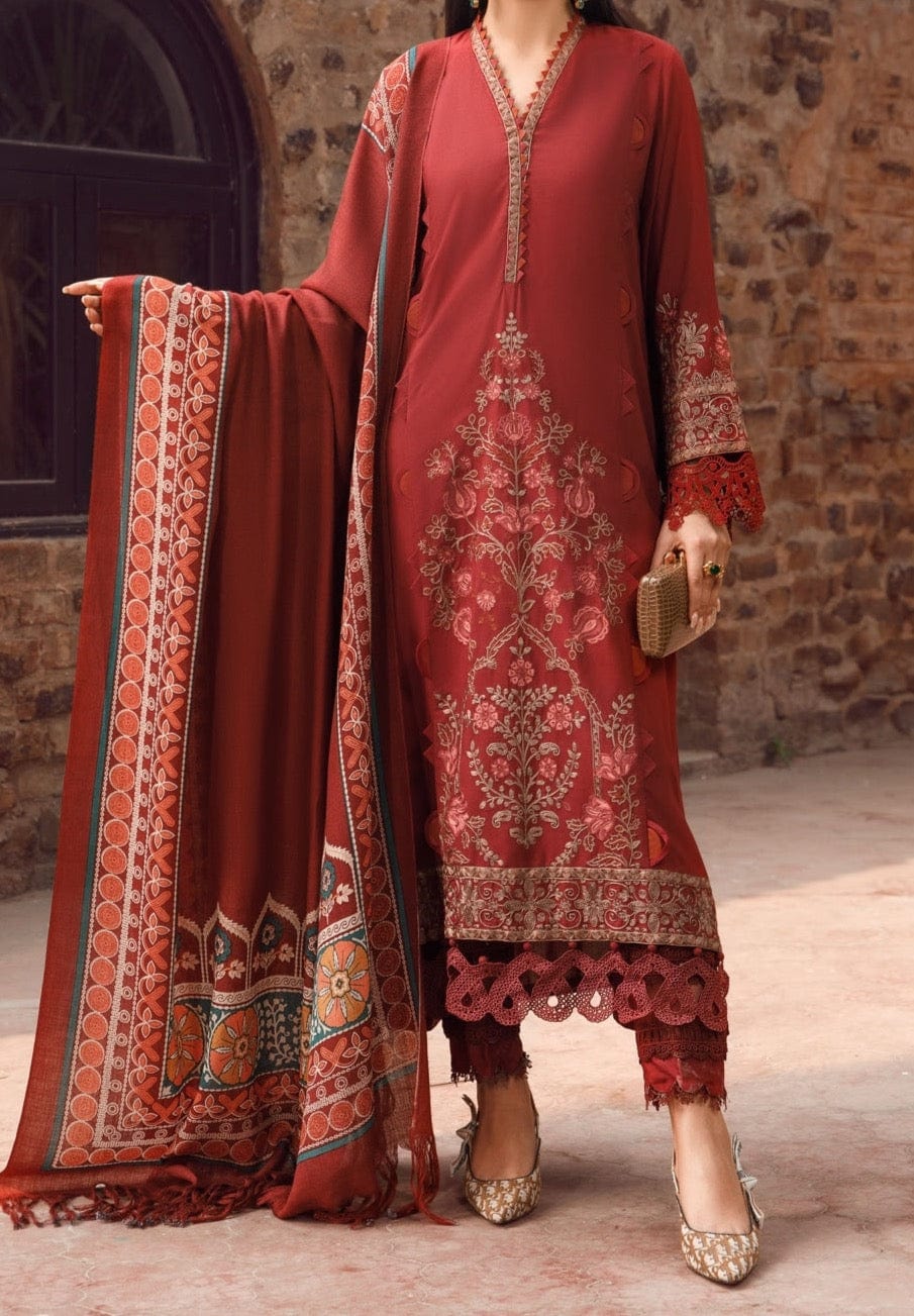 SMT W135 -Embroidered 3pc Marina dress With printed shawl