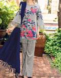 SMT W240-Embroidered 3pc pashmina khaddar dress With wool bumble shawl