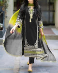 SMT S686-Embroidered 3pc Lawn dress with Embroidered chiffon dupatta.