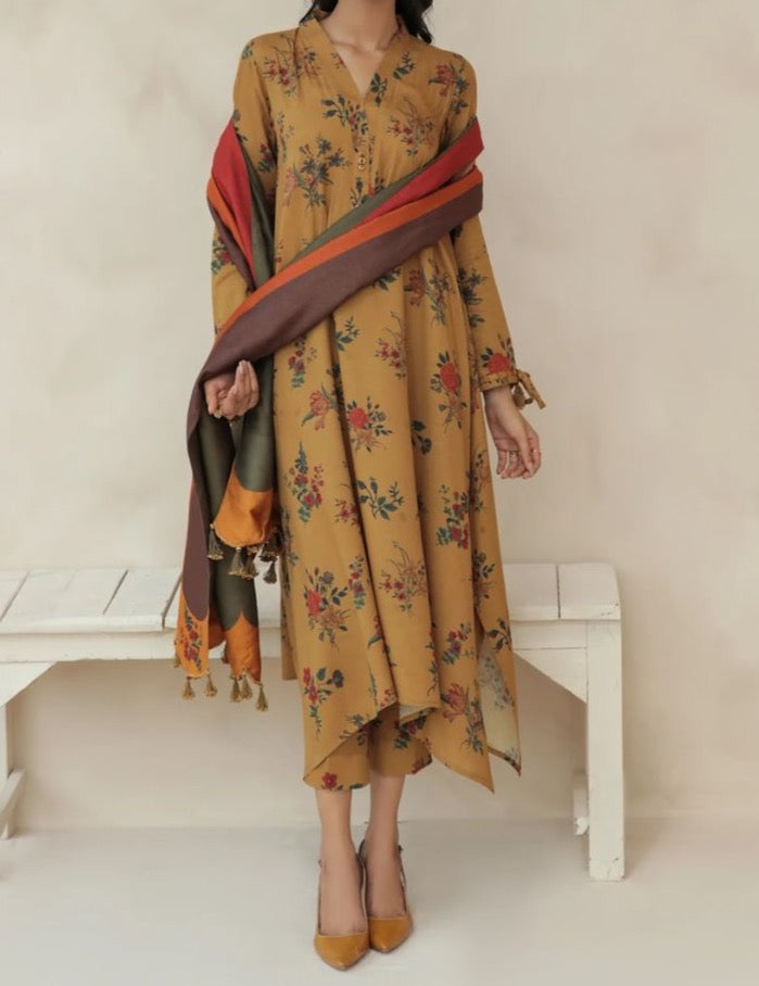 SMT S328 - Printed 3pc lawn dress with Printed lawn dupatta.