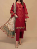 SMT W259- Embroidered 3pc linen dress with Printed monar dupatta.