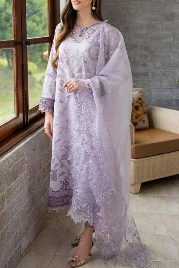 SMT S735-Digital Printed 3pc Lawn dress with Embroidered Organza dupatta.
