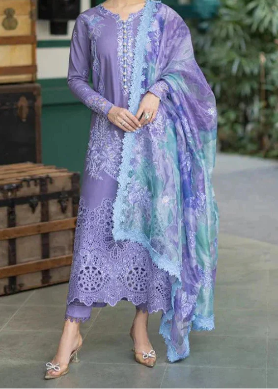 SMT W823-Embroidered 3pc CHIKANKARI Marina Dress With Printed Shawl.