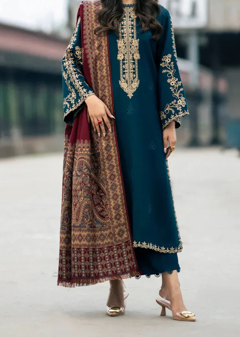 SMT Z-(W716) - Stitched Embroidered CHIKANKARI 3pc Marina Dress With Printed Shawl