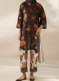 SMT W782 - Digital Printed 3pc Karandi Dress With Digital Printed Karandi Shawl.