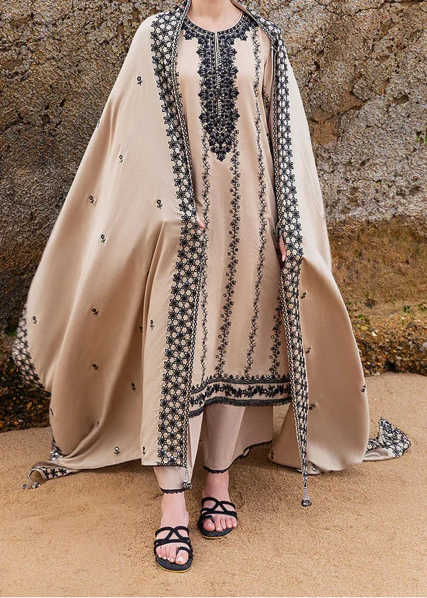 SMT W936-Embroidered 3pc Marina Dress With Printed Shawl.
