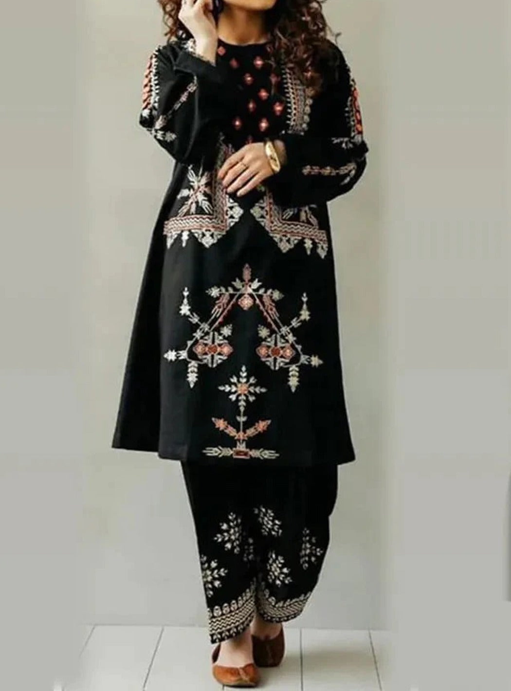 SMT W113- Embroidered 2pc marina dress shirt & trouser.