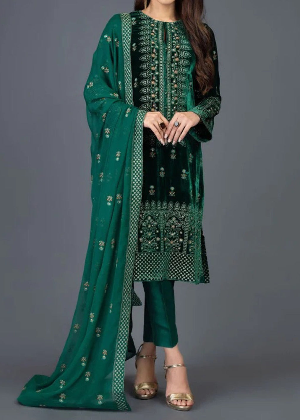 SMT W668- Embroidered Velvet Shirt