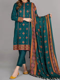 SMT W260- Embroidered 3pc linen dress with Embroidered linen shwal.