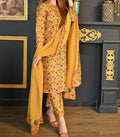 SMT W324-Printed 3pc Kataan Silk dress With Printed chiffon dupatta.