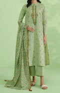 SMT W347- Embroidered 3pc Linen dress with Printed  dupatta.