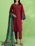 SMT W348- Embroidered 3pc Linen dress with Printed dupatta.