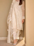 SMT W355-Embroidered 3pc organza dress with Embroidered organza duppata.