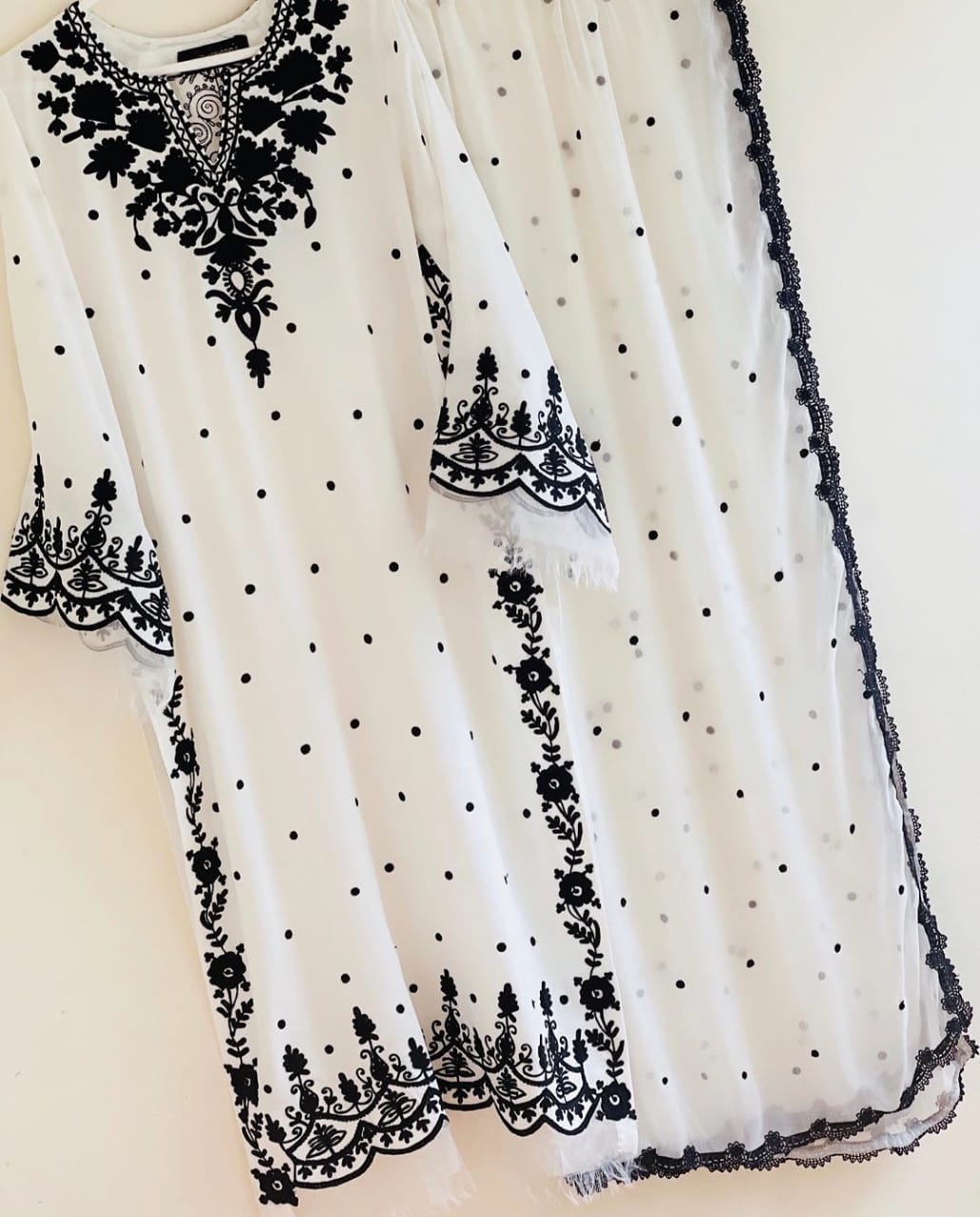 SMT W357-Embroidered 3pc khaddar dress With Embroidered Shawl.
