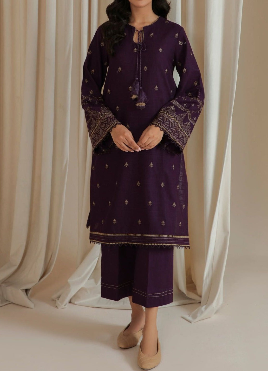 SMT W368-Embroidered 2pc khaddar dress