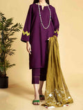 SMT W397- Embroidered 3pc marina dress with Embroidered wool shawl.