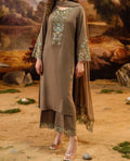 SMT W401- Embroidered 3pc marina dress with Embroidered marina shawl.