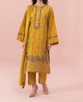 SMT W407- Embroidered 3pc linen dress with Embroidered chiffon dupatta.