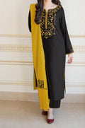 SMT W395- Embroidered 3pc marina dress with Embroidered wool shawl.