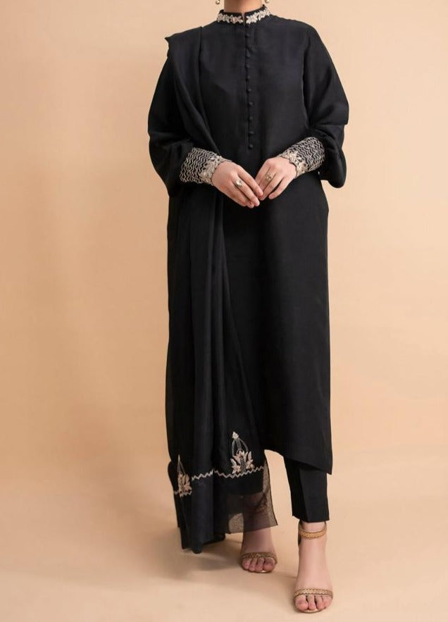 SMT W393- Embroidered 3pc marina dress with Embroidered marina shawl.