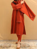 SMT W420- Embroidered 3pc marina dress with Embroidered marina shawl.