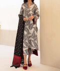 SMT W434-Printed 3pc karandi dress with Printed karandi net dupatta.